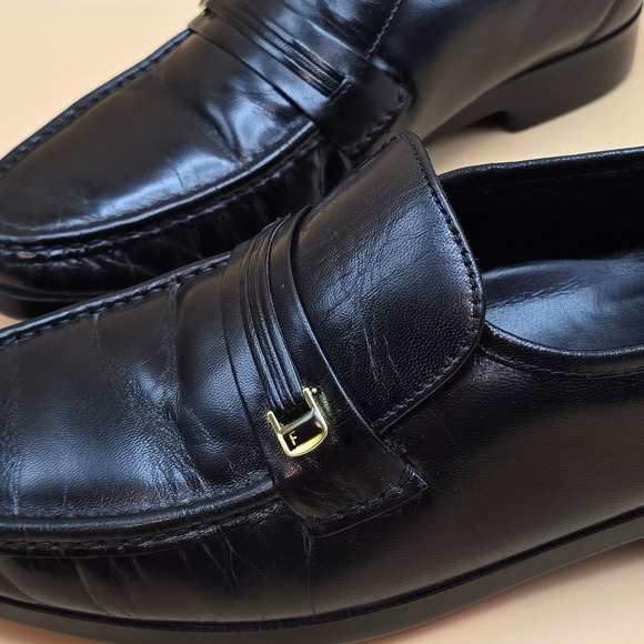 Florsheim Comfortech Mens Black Leather Loafers Moc Toe Dress Shoes 17088 9.5 D